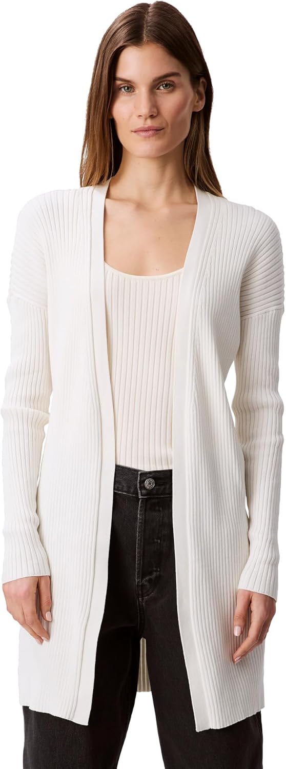 Calvin Klein Womens Smooth Cotton Rib Sweater Duster