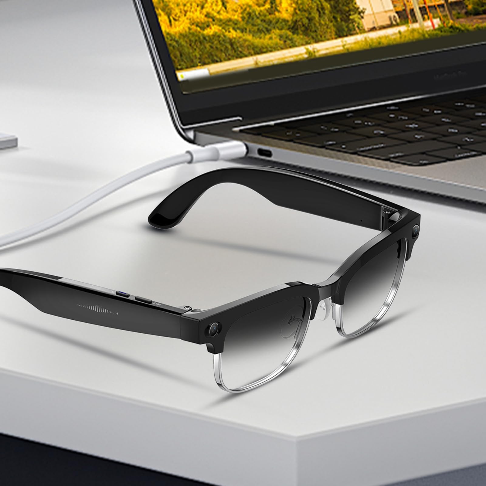 Annadue Lunettes Intelligentes AI avec Caméra 8MP, Lunettes de Soleil Bluetooth étanches Traduction