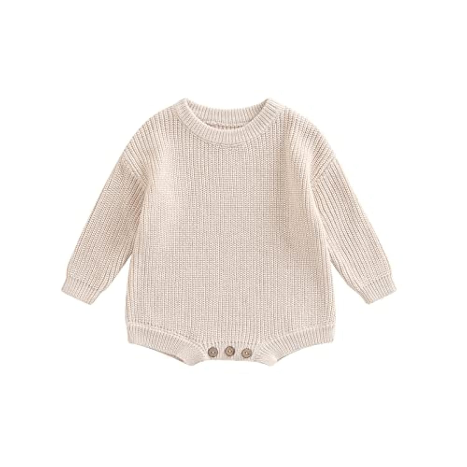woshilaocai baby boy girl sweater oversized long sleeve romper warm crewneck bodysuit knitted winter clothes