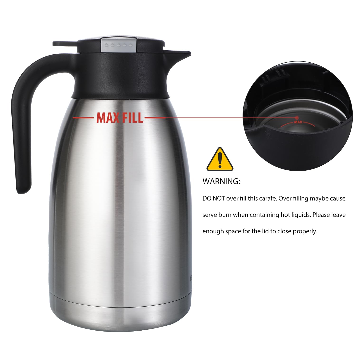Heritage66 - Dispensador térmico de café con triple pared de acero inoxidable, termo aislado al vacío, termo para café caliente, 12 horas de té, agua, 2 litros (amplia apertura)