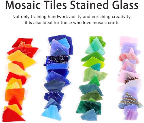 Miniatura 3 de Azulejos de mosaico de vitral, 2 libras de azulejos de mosaico de vidrio mixto vibrante, suministros de manualidades de mosaico para decoración del