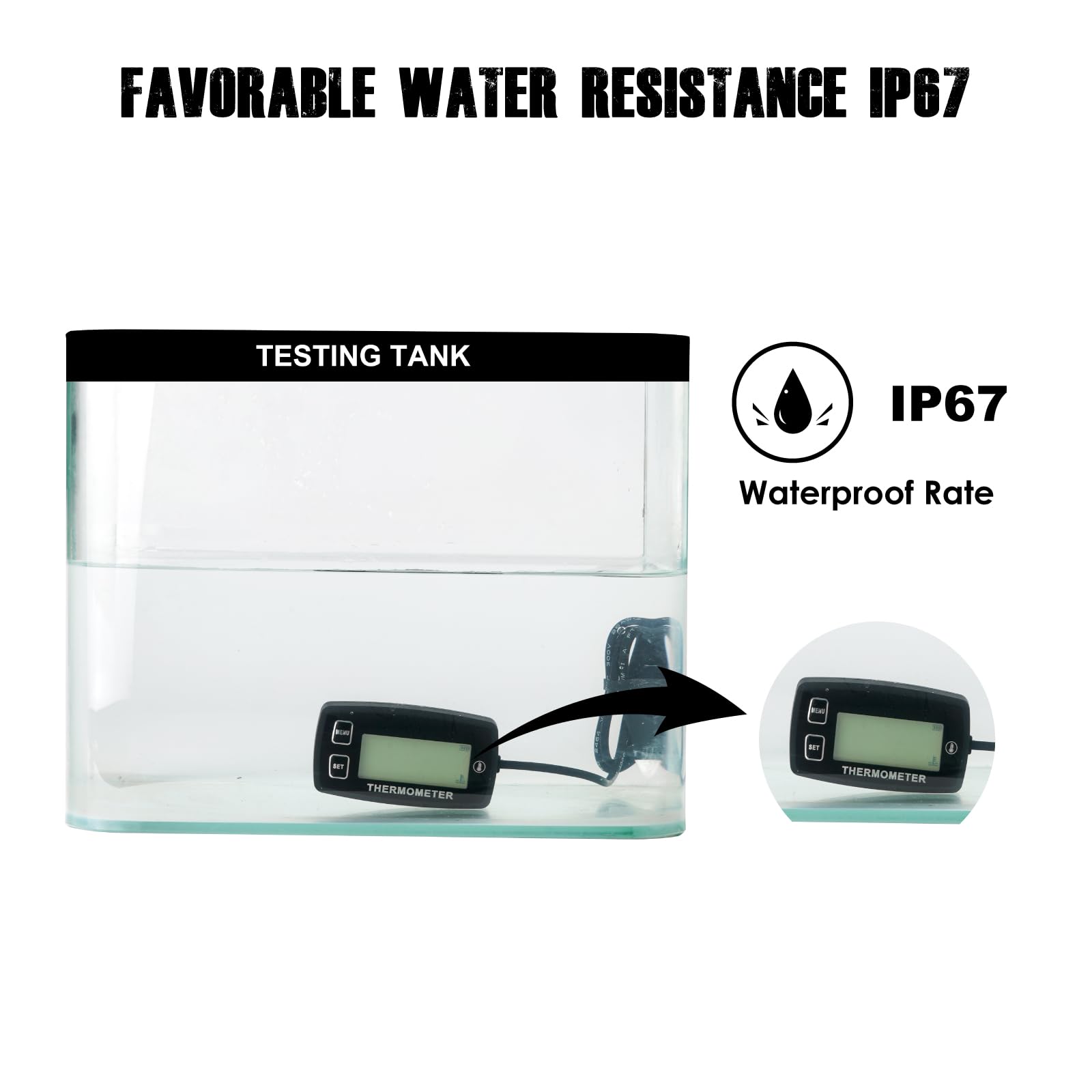 Digitales Motortemperaturthermometer Induktionsthermometer Kleiner Motor Multifunktions-Außenthermometer Wasserdichtes Thermometer, das für Boots-LKW-Motorradmotor geeignet ist