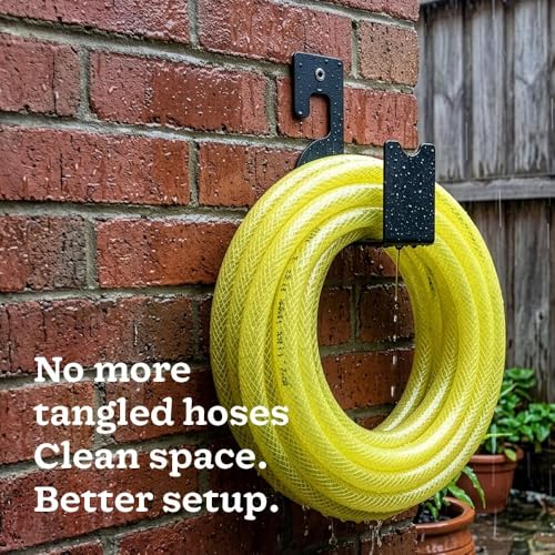 Image of UGAOO Pipe Holder Wall Mount | Garden Pipe Holder | Hose Holder | Water Pipe Holder Wall Mounted | Garden Hose Hanger | Heavy Duty Steel | Rust Resistant - Black