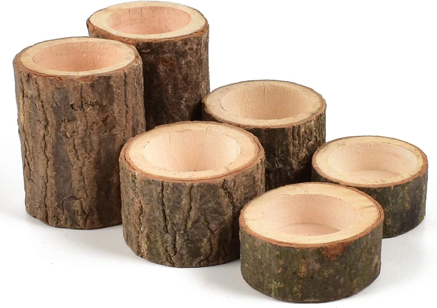 Yikko Portacandele in legno personalizzato, portacandele votivo in legno per centrotavola per matrimoni, feste di compleanno, San Valentino, decorazione per la casa, set da 6