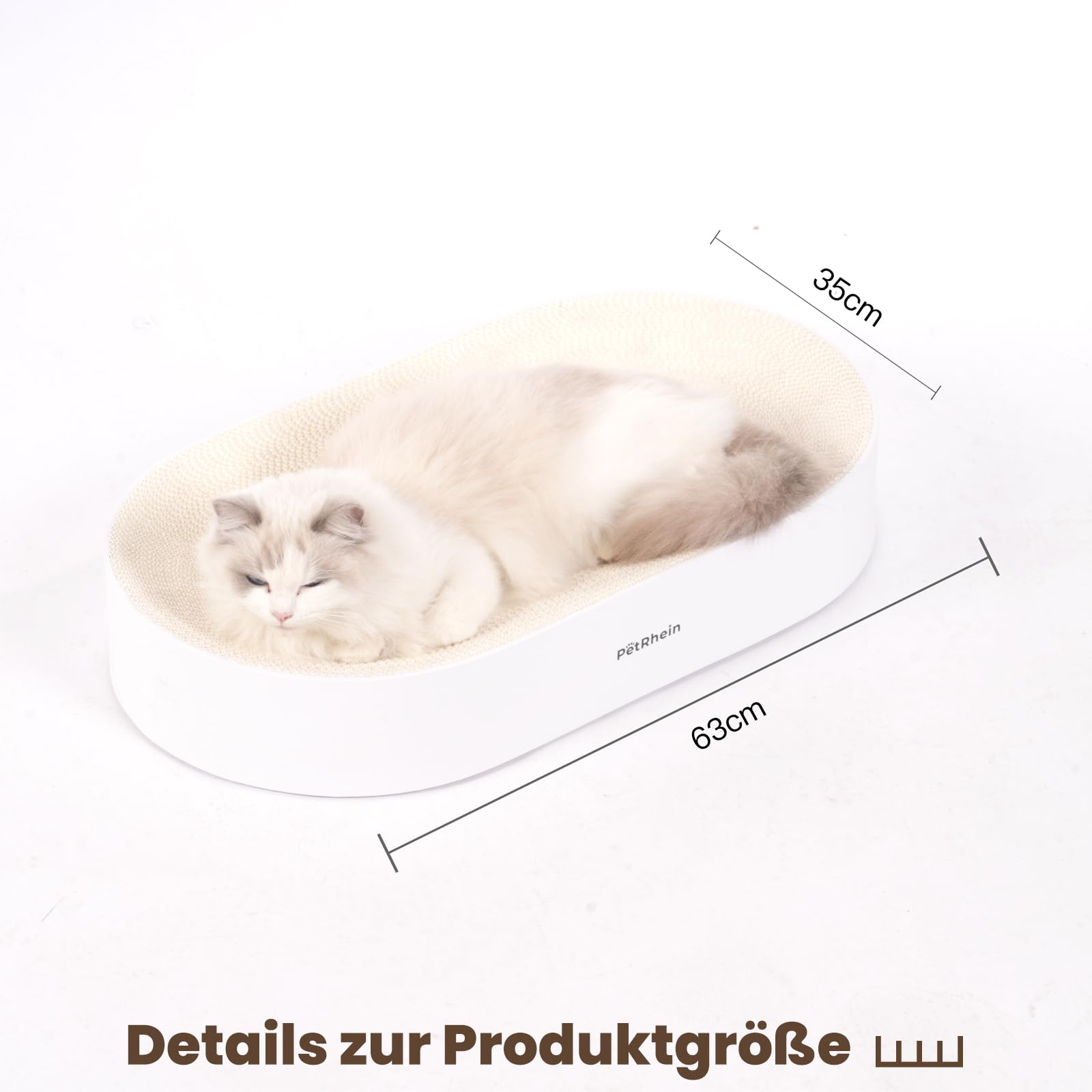 Zen Paw Kratzbrett und Katzenbett 63x35cm – Ergonomische Kratzpappe aus Wellpappe, wasserfeste Basis, schadstofffrei und langlebig, XL Kratzmöbel, Weiß