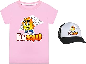 Boys Girls Fun Squad Merch T Shirt and Snapback Cap Cotton Tshirt Kids Hat Short Sleeve Unisex Birthday Clothes Gift for Child