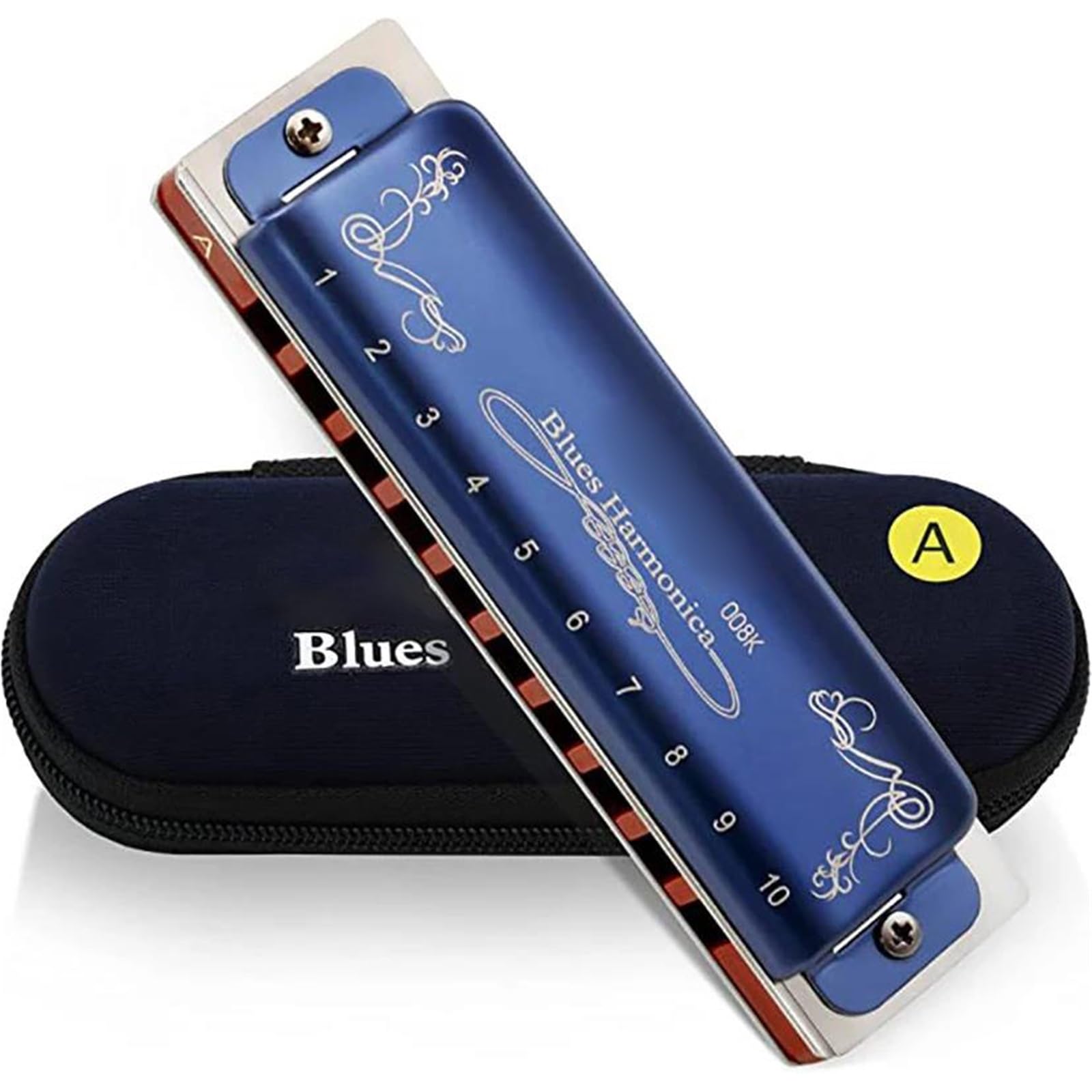 Armonica A Bocca 10 Fori 20 Toni Diatonica Blues Con Custodia(Key of A)