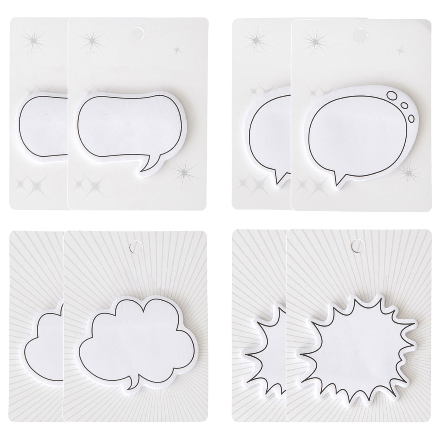 240 Speech Bubble Notes, Sticky Note Set, Cute Notes, Bubble Notes in Different Conversation Shapes, Suitable for Office, Meetings, Note Taking Memos (4 Styles)