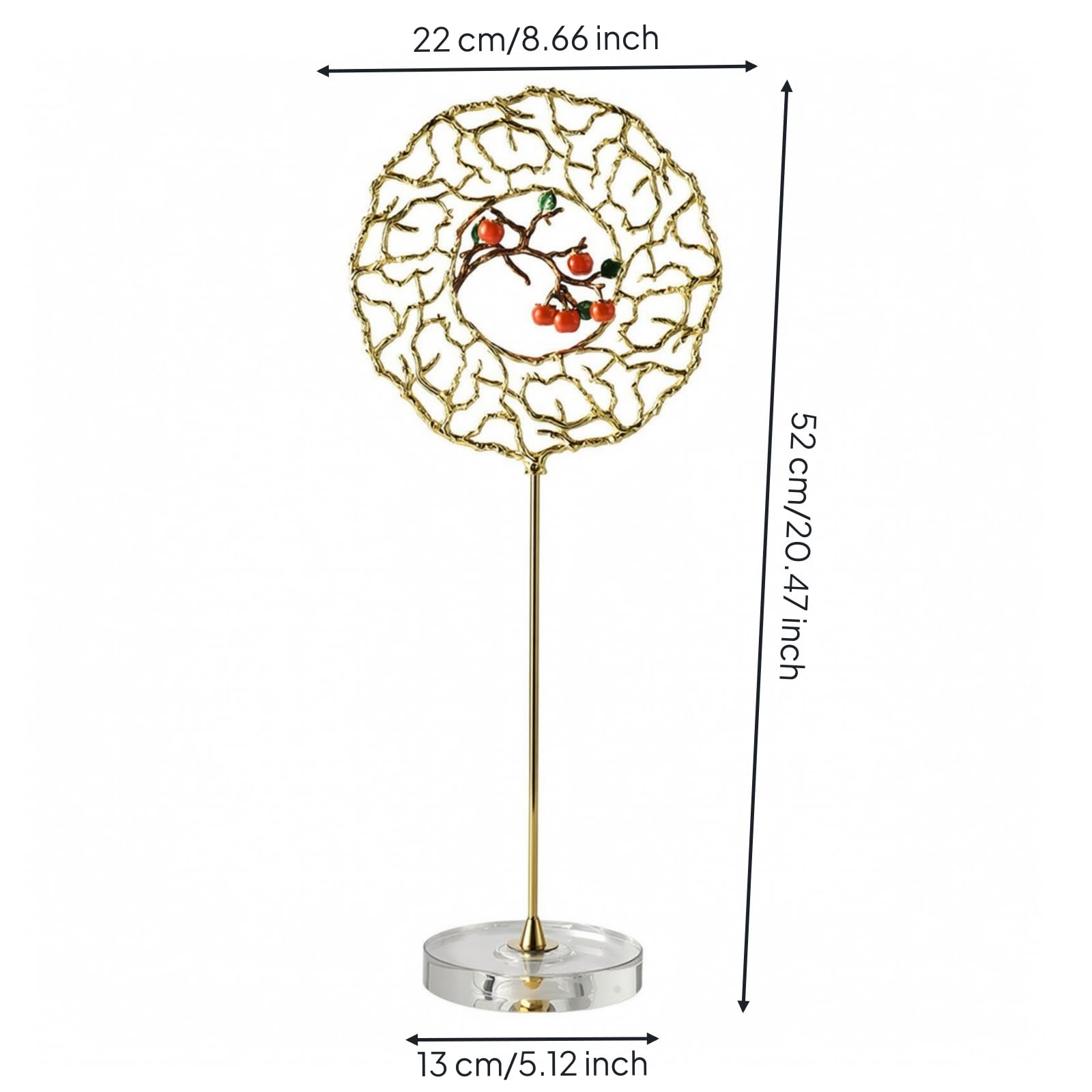 Colcolo Enamel Home Ornamento Artistico da Tavolo Scultura con Anello Aperto Motivo Ramo di Dettagli Vivaci Finitura Base Acrilica Adatta per Consolle Scaffali Reception Casa, RD7402L