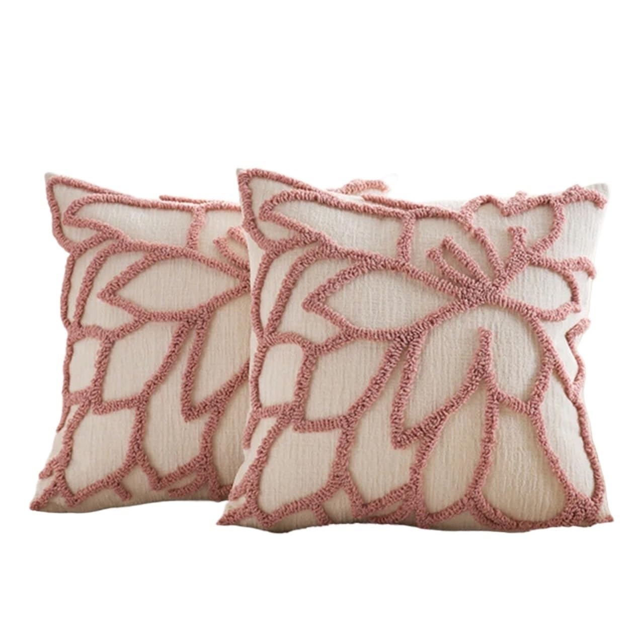 IUVYTA Chenille Pillow Covers Chenille Throw Pillow Cover Floral Tufted Cushion Farmhouse Pillowcase For Home Sofa(Pink)