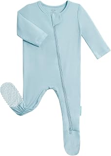 PurComfy Bamboo Viscose Baby Zipper Footie Pajamas, 0-3-6-9-18-24 Months