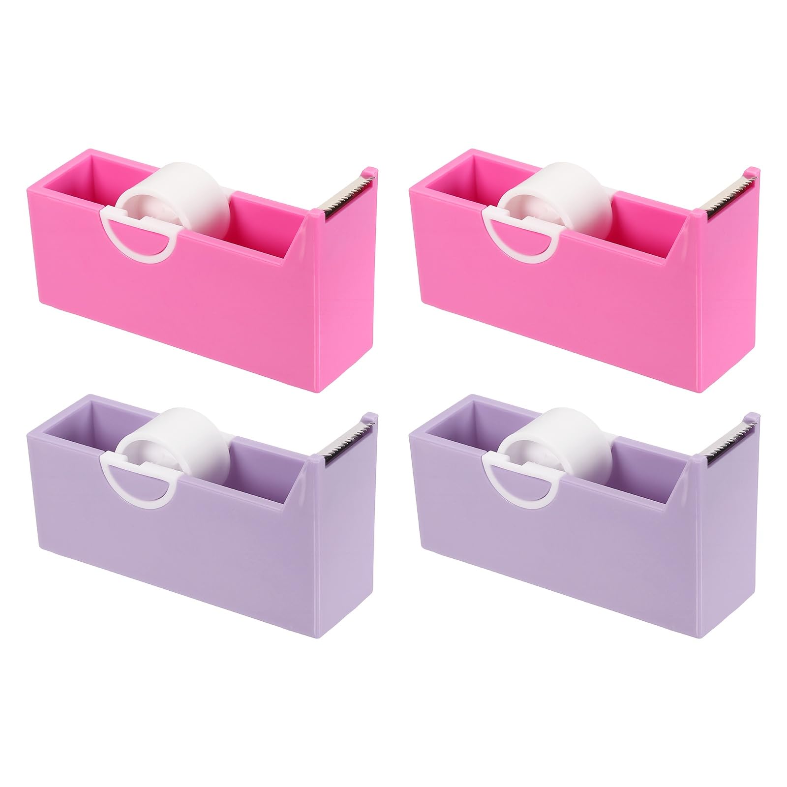 PATIKIL 4 Pack Tape Dispenser Desk, Small Desktop Tape Dispenser Cutter Holder for 17mm/0.65" Eyelash Tapes Rolls Desk Home Office Supplies, Rose & Purple — image 1