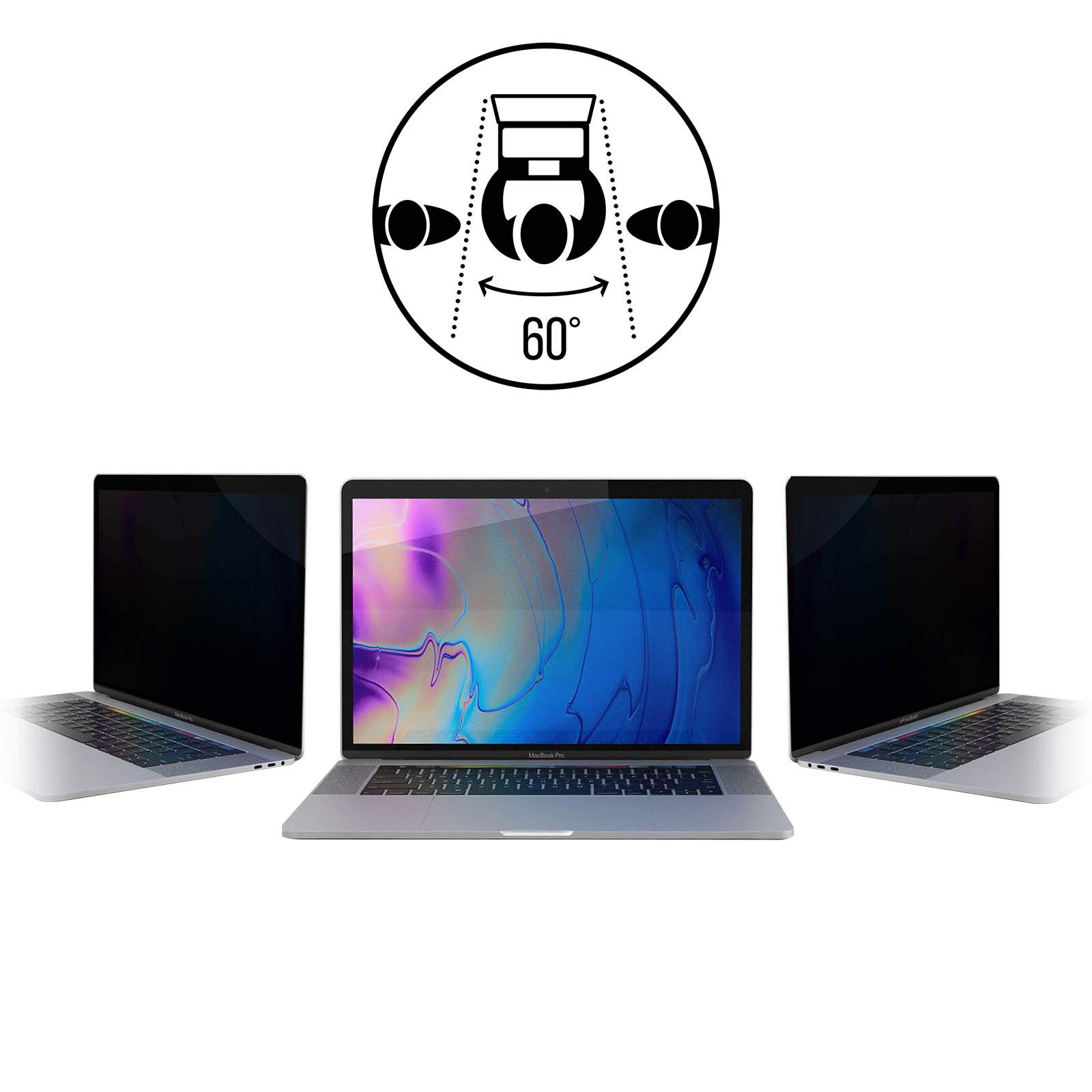 QDOS OptiGuard - Pellicola protettiva per display per MacBook Pro 15,4", protezione completa dello schermo con protezione della privacy, fissaggio magnetico