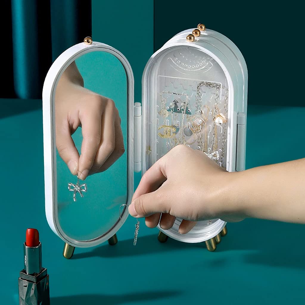 Scatola di Gioielli Ornamento a Mano Collana Display Standing Jewelry Box Scatola di immagazzinaggio Polghettabile Pieghevole Organizzatore di Plastic Box Box (Color : White)