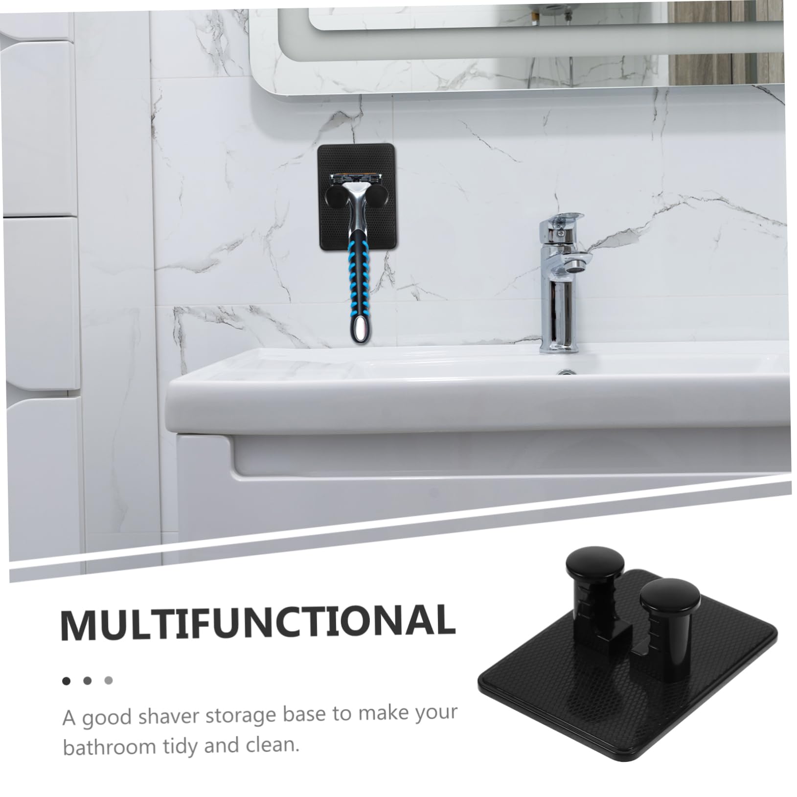 Baluue Shower Hooks Razor Stand Deluxe Multifunctional Shaver Organizer Wall Mount Electric Razor Holder St