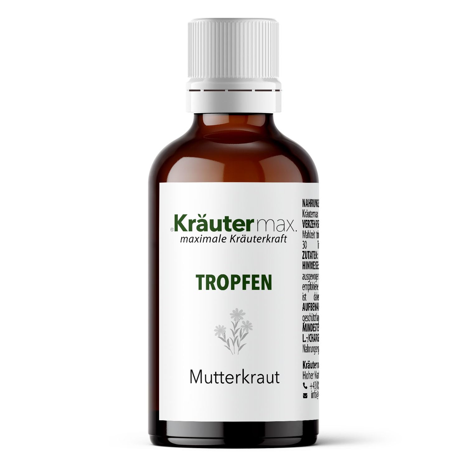 Kräutermax Mutterkraut Tropfen Tinktur 1 x 50 ml, Vegan, mit Herba Chrysanthemum Parthenium