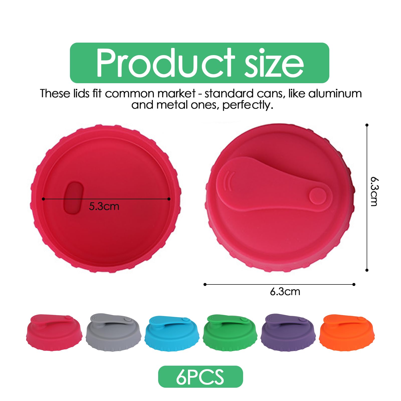 Lot De 6 Bouchons Hermétiques Pour Canettes – En Silicone Sans BPA, 6.3 Cm – Pour Garder Les Boissons Pétillantes - 10