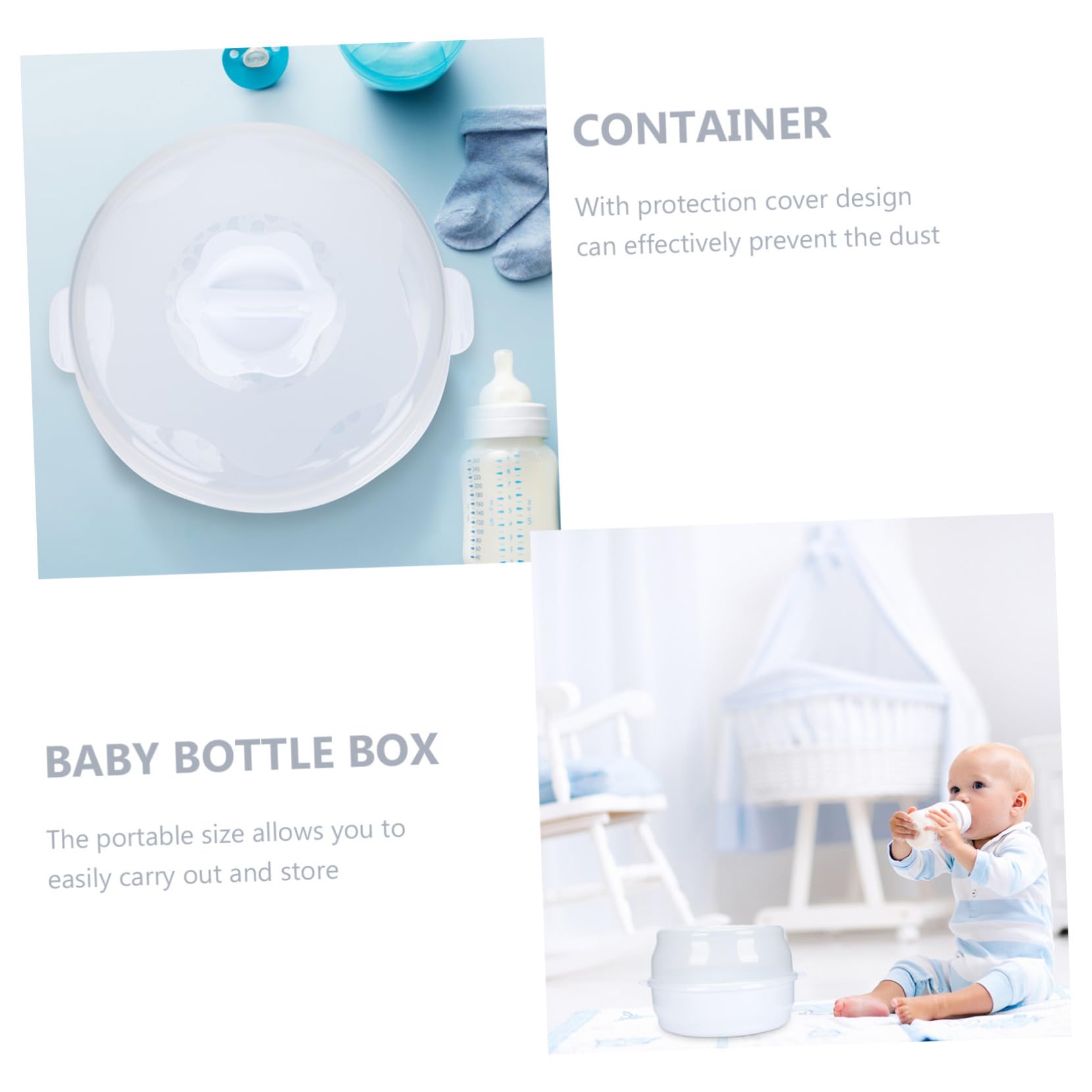 Estuche Para Biberones y Chupetes Para Bebés, Compacto, Resistente Abs, Apto Para Microondas, Adecuado Para Lactancia y Viajes, Diseño Ligero Blanco, Almacenamiento Práctico Para Madres