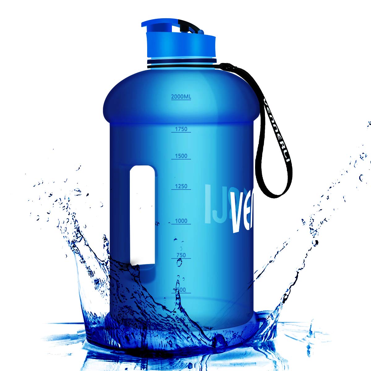 VENNERLI Half Gallon Water Bottle 2.2L Large Sports Water Bottle with Handle 74oz BPA-free Reusable Plastic Water Jugs Leakproof Hydro Bottle for Gym Yoga Travel Camping Cycling Outdoor Sports