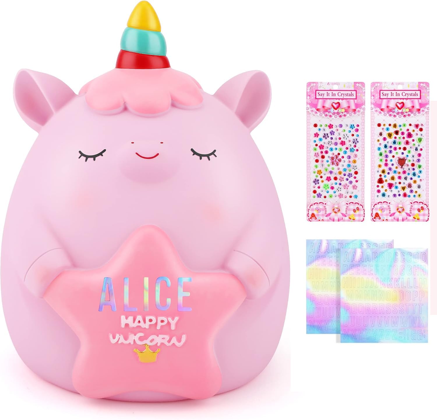 Bootoow Eenhoorn Spaarpot, Spaarvarken In Eenhoornvorm, Voor Kinderen Eenhoorn Spaarvarken Voor Meisjes Onbreekbaar Kinderen Hars Spaarpot Super Leuke Verjaardagscadeau, Kerstmis (blauw