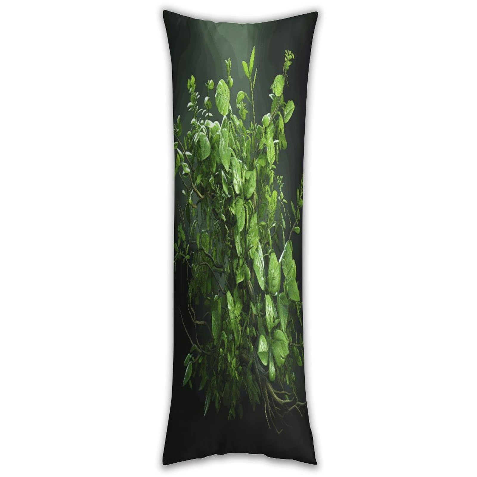 Green Leaves Pillow Case Breathable Absorb Sweat Long Pillowcover Exquisite Unique Pillow Protector for All Seasons Hot Sleepers Body Pillowcase