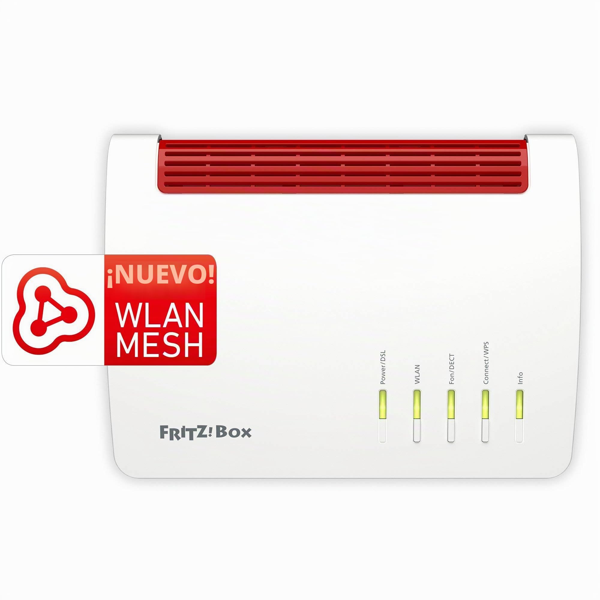 AVM Fritz!Box 7590 - Router WLAN AC + N (VDSL/ADSL, 4 x 4 MU-MIMO con 1.733 (5 GHz) y 800 Mbps (2,4 GHz), Base DECT, Servidor Multimedia (reacondicionado)