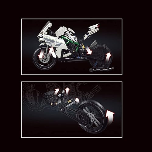 Miniatura 7 de FULHOLPE Technic - Kit de construcción de motocicleta para Kawasaki H2 Superbike, construye un modelo de motocicleta, MOC Racing bloques de