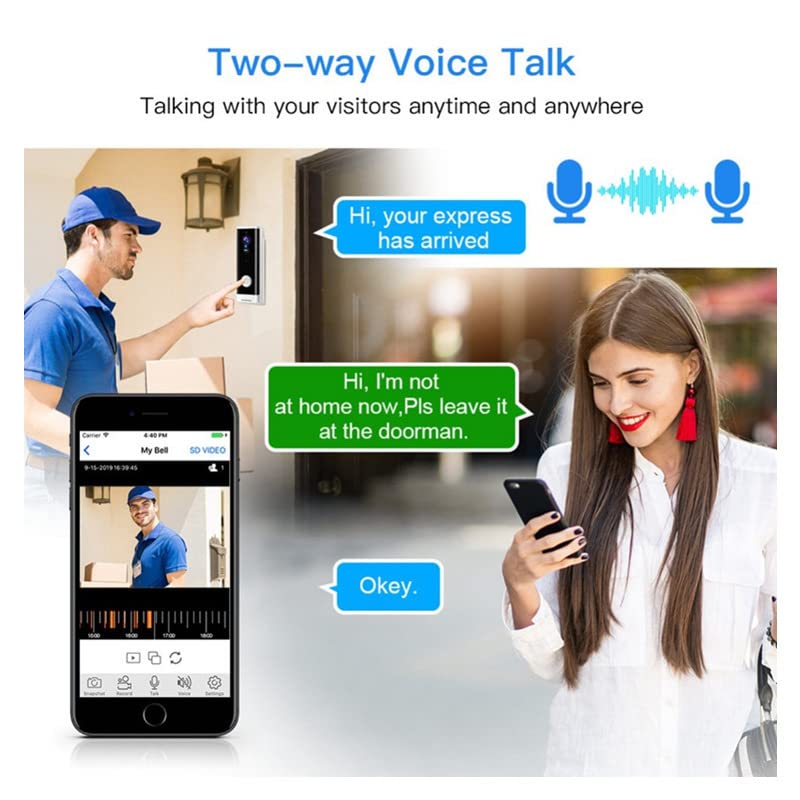 TECHDASH Ultra-Wide Angle Smart Video Doorbell with Two Way Talk, 1080p Full HD Video, PIR Detection,Night Vision and WiFi Connectivity 3
