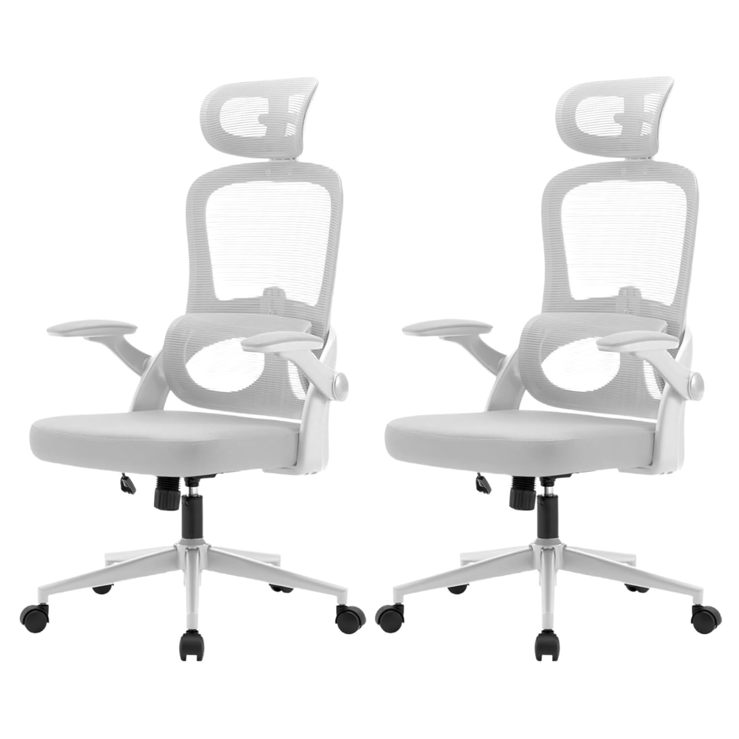 SIHOO M102C Chaise Bureau Ergonomique Maille, Dossier Haut, Gris, Lot de 2