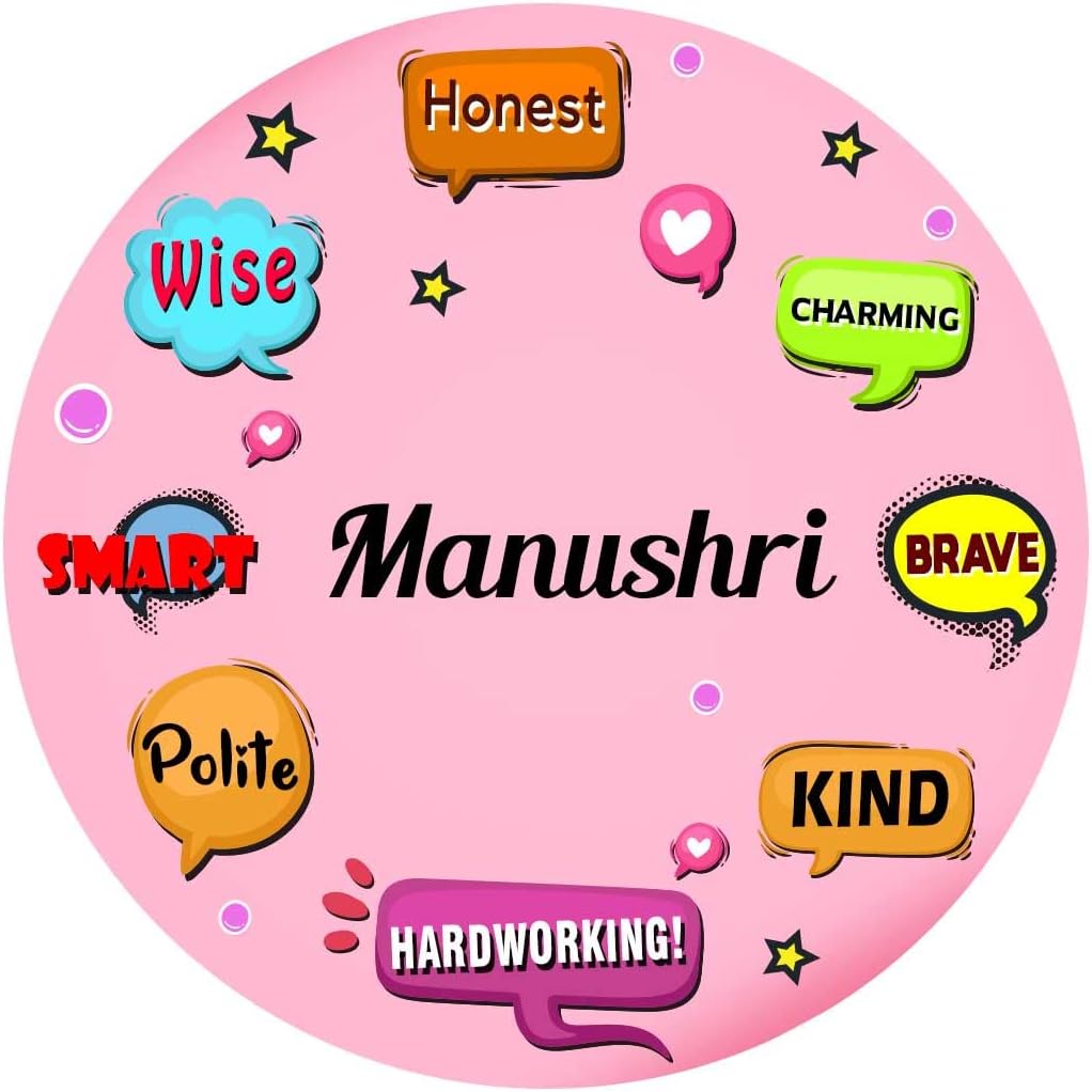 ARTBUG Manushri Name Customizable Stylish Fridge Sticker Magnet - Personality Trait Quotes - Happy Birthday Gift for Friend, Son, Daughter, Kids, Husband, Wife