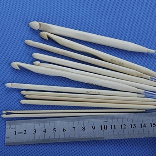 Tinksky 12pcs Bleached Bamboo Carpet Crochet Hooks Needles - Thumbnail 2