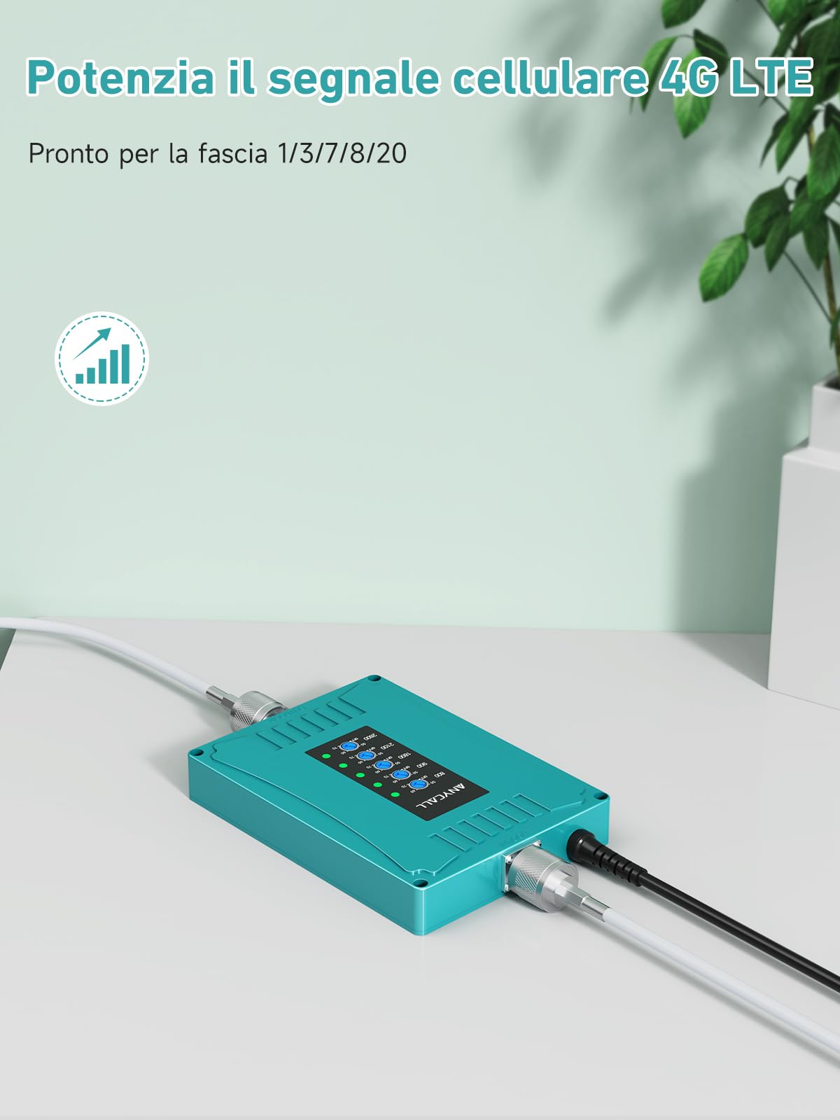 Amplificatore Segnale Cellulare per Banda 1/3/7/8/20, 5G 4G LTE GSM Ripetitore Segnale Cellulare per Casa Ufficio, Amplificatore Segnale Compatibile TIM Illid Wind Tre, AGC & MGC