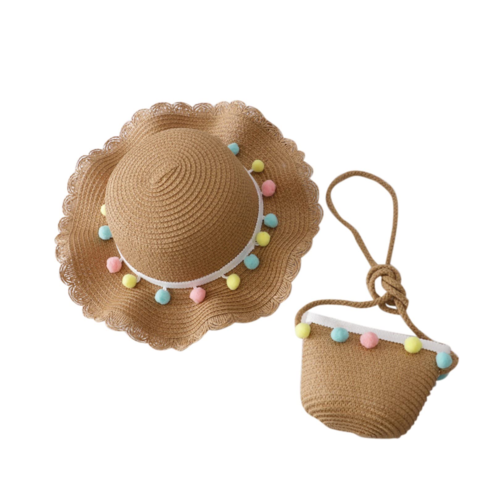 IQYU Bufanda tubular para niño de 2 años, sombrero de paja, sombrilla para sombrero de paja + gorro para niños, gorros de bebé, niñas meses