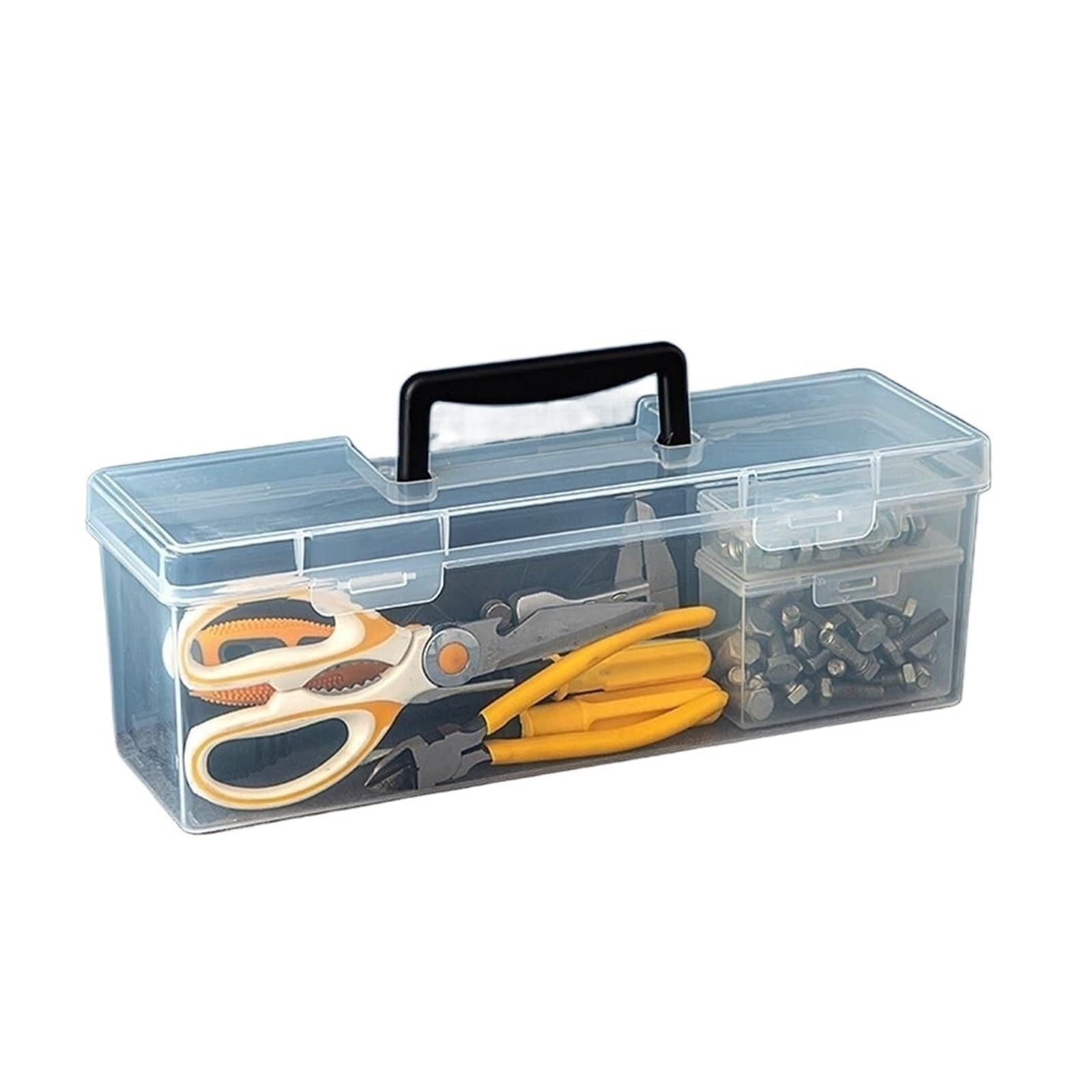 Tool Box Transparent Hardware Tool Box Multifuntional Toolbox Plastic Parts Organizer Household Storage(Black-style3)