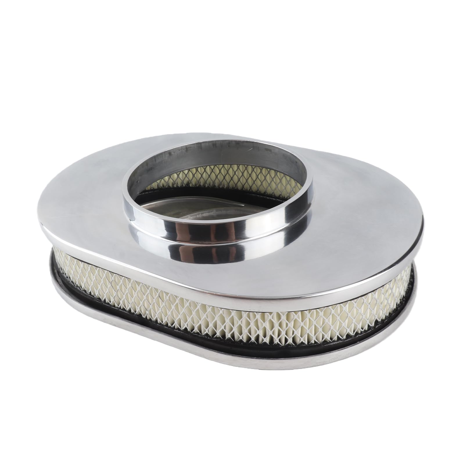 Filtros de Aire para Motor de Aire de Coche, Montaje de Filtro de Aire Lavable y Reutilizable de 12 Pulgadas, Repuesto de Estilo Ovalado de Aleación de Aluminio para Hot Rod
