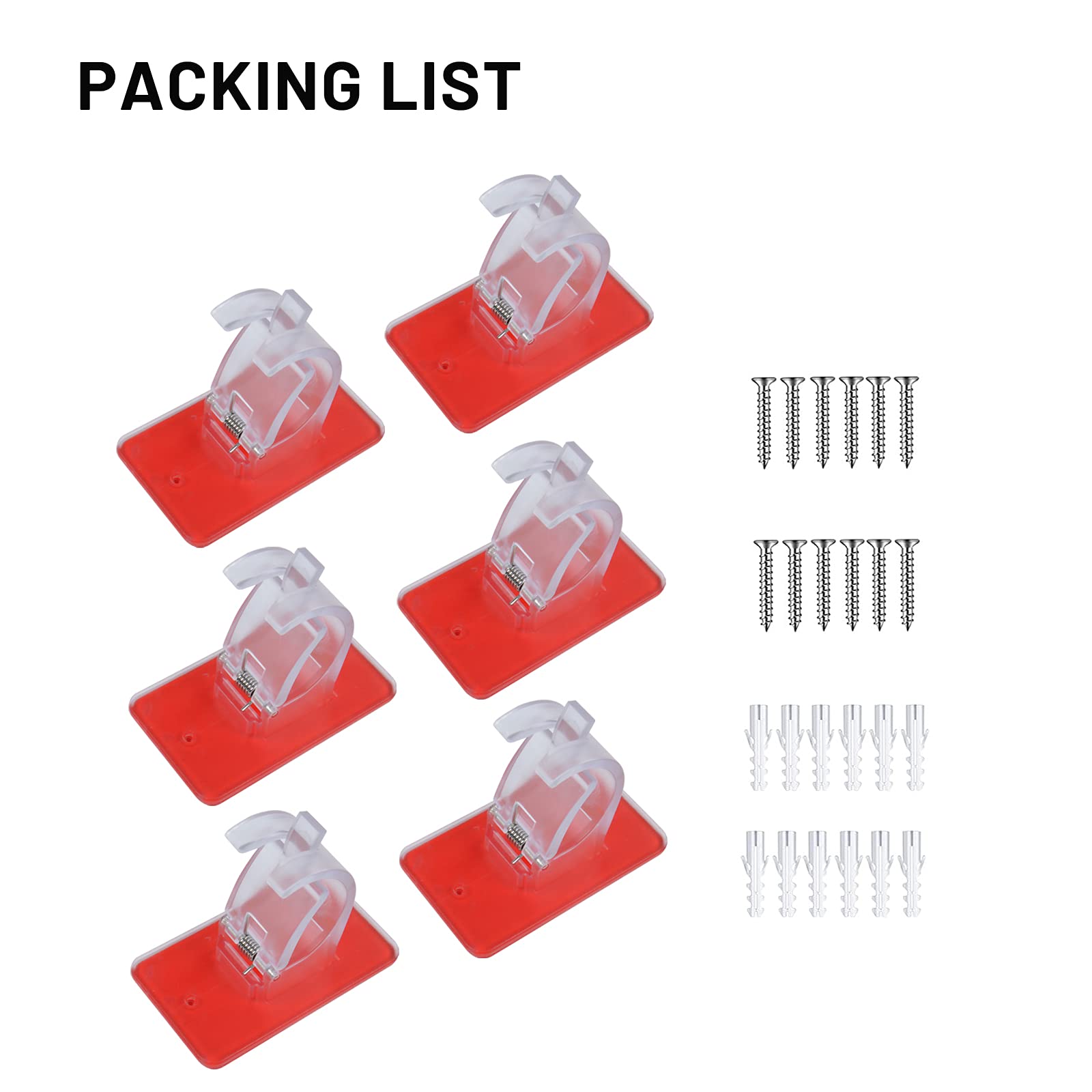 Transparent No Drill Curtain Rod Brackets, 6PCS Adhesive Curtain Rod