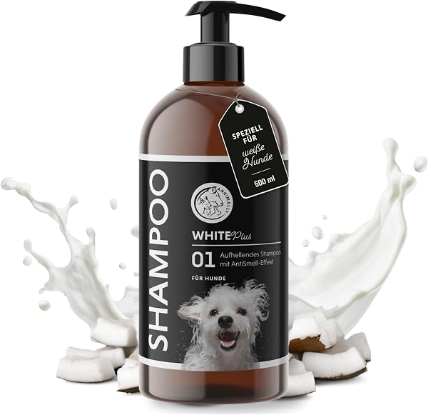 Annimally White Plus Pflegeset - Natürliches Hundeshampoo, Conditioner & Leave-In Spray mit Anti-Gelb-Effekt für weißes Fell, ph-neutrale Fleckenentfernung & Glanz ohne Bleichmittel - je 500 ml - 5