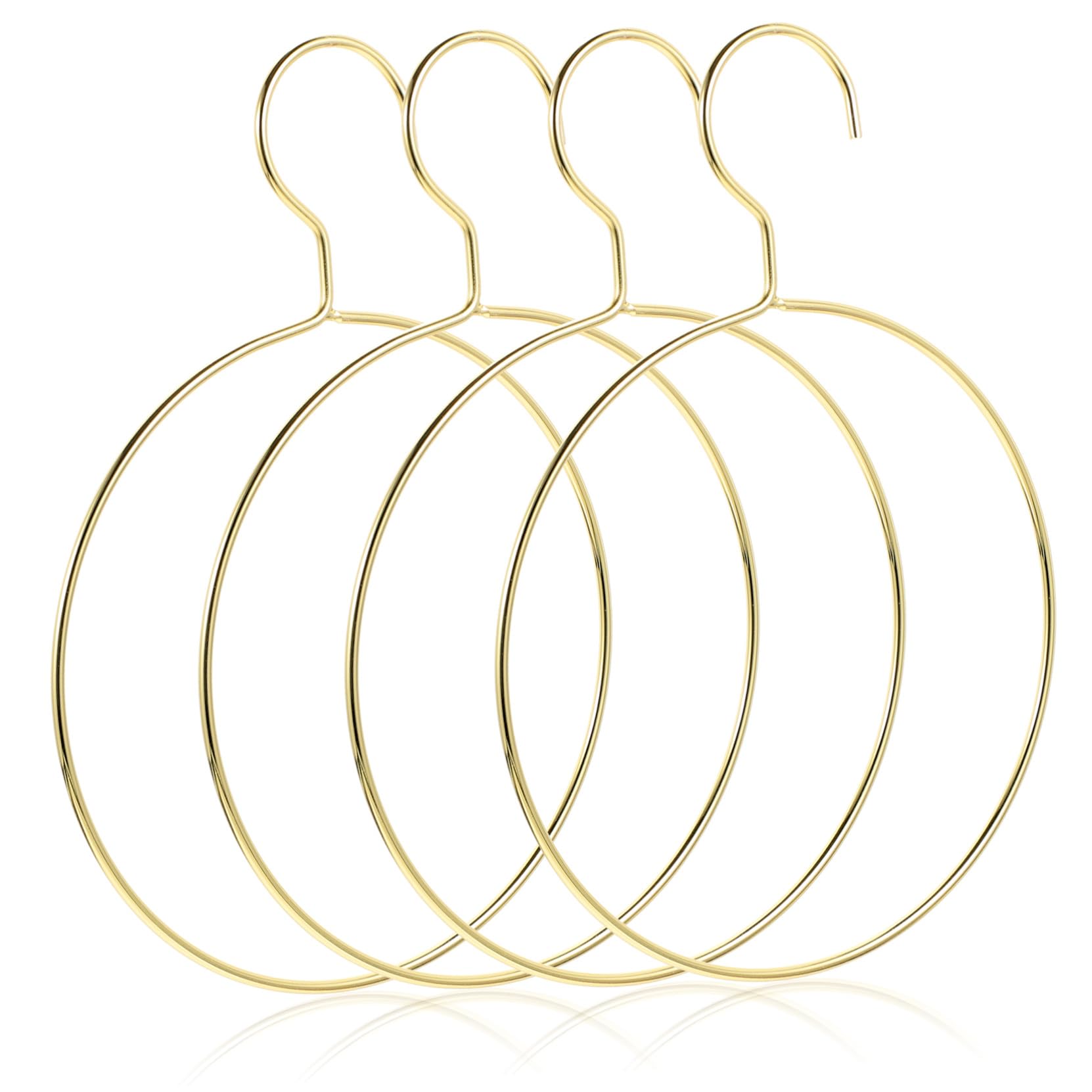 TOYANDONA 4pcs Multi-functional Scarf Hanging Organizer Rings with Smooth Surface for Scarves Ties Belts and Shawls Gold Nordic Style Closet Rack for Neat Storage and Easy Access
