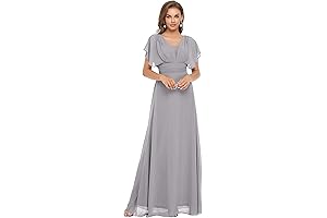 Women’s Elegant Summer Mother of the Bride V-Neck Formal Evening Gowns 7851