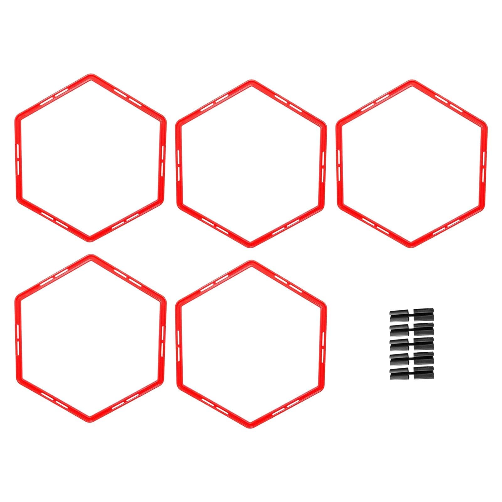 CALANDIS™ 5 Pieces Hex Agility Rings Multipurpose Exercise Rings for Kids Adults Rugby Red | Training Aids | Soccer | Team Sports-image-7
