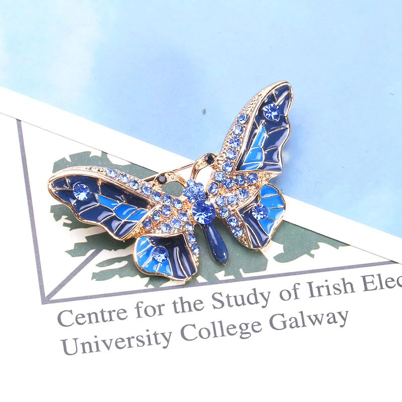 Image of butterfly brooch pins for women fashion Woman's enamel crystal rhinestone butterfly brooches pin set for Clothes Dresses