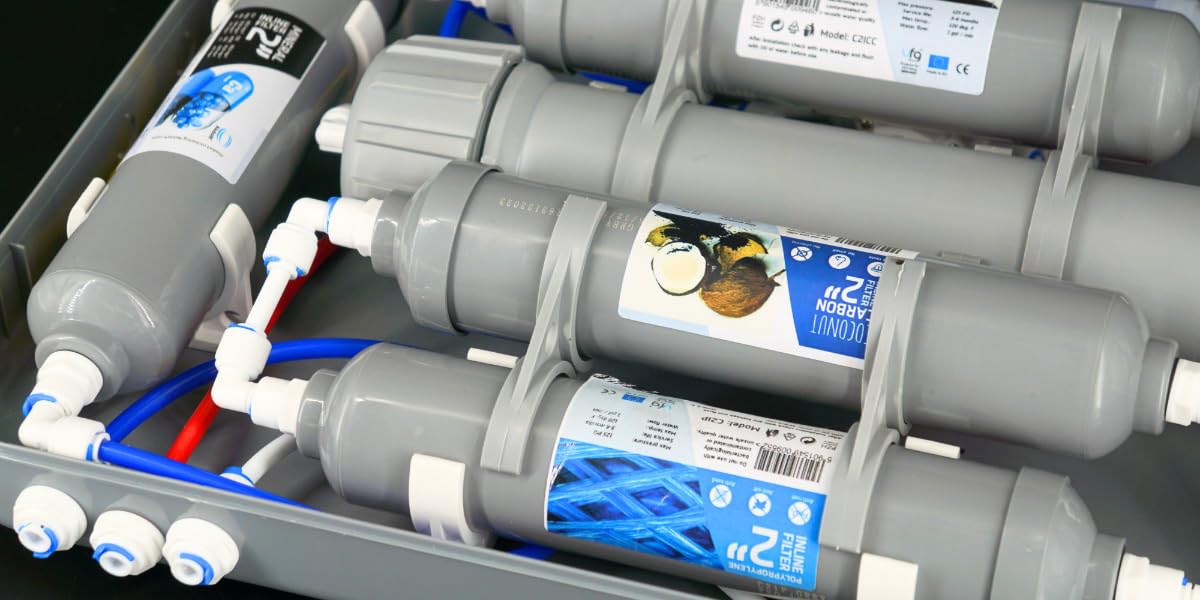 Ersatzfilter Set für Umkehrosmose Wasserfilter RO7 Slim mit Carbon Aktivkohlefilter Mineralisierung Ionisierung und Sedimentfilter 5-teilig für sauberes Trinkwasser
