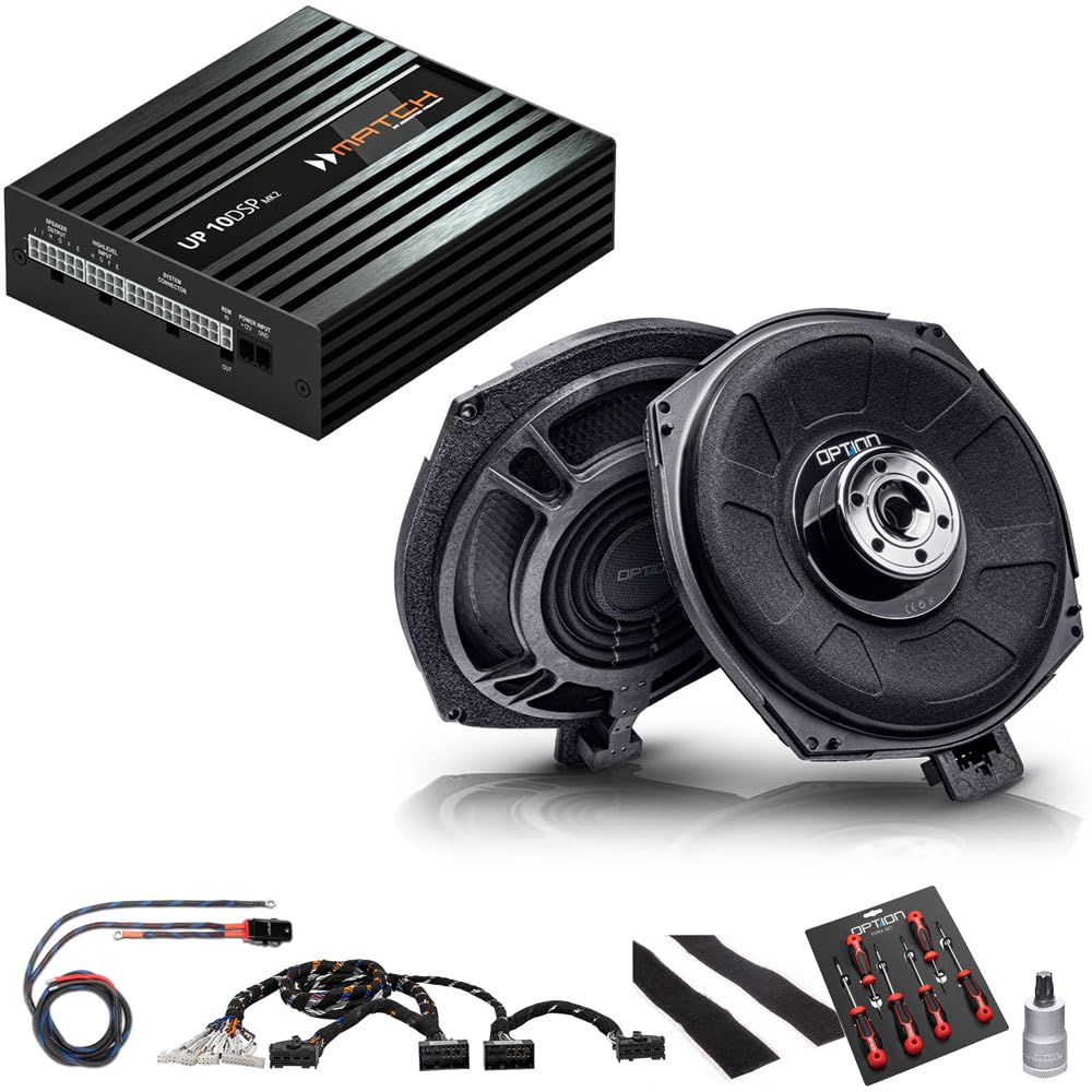 Option DSP Soundsystem kompatibel mit BMW 3er G21 / M3 Touring G81 (mit H/K-Soundsystem ab Werk) - Match UP10DSP Plug & Play DSP-Verstärker inkl. Setup & Untersitz-Subwoofer-Set