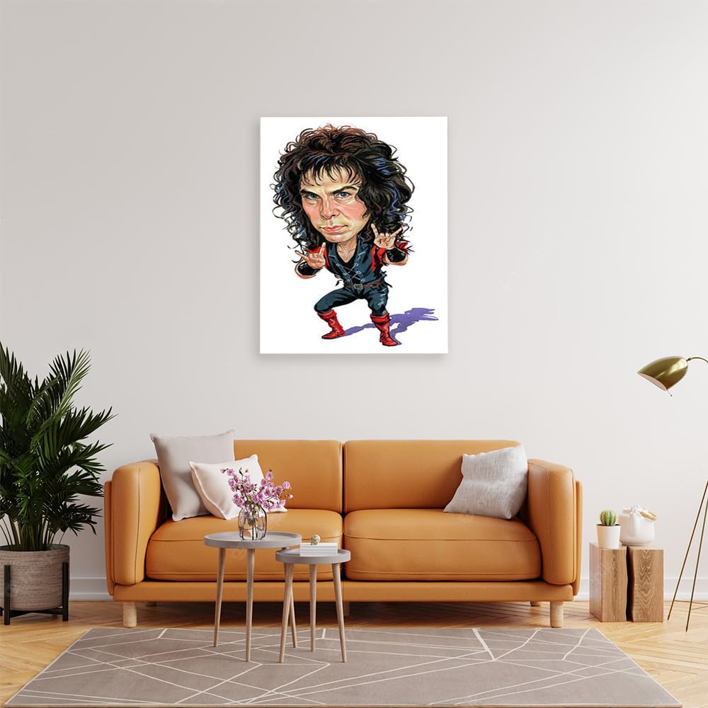 VERRE ART Printed Framed Canvas Painting for Home Decor Office Wall Studio Wall Living Room Decoration (22x34inch Wrapped) - Ronnie James Dio