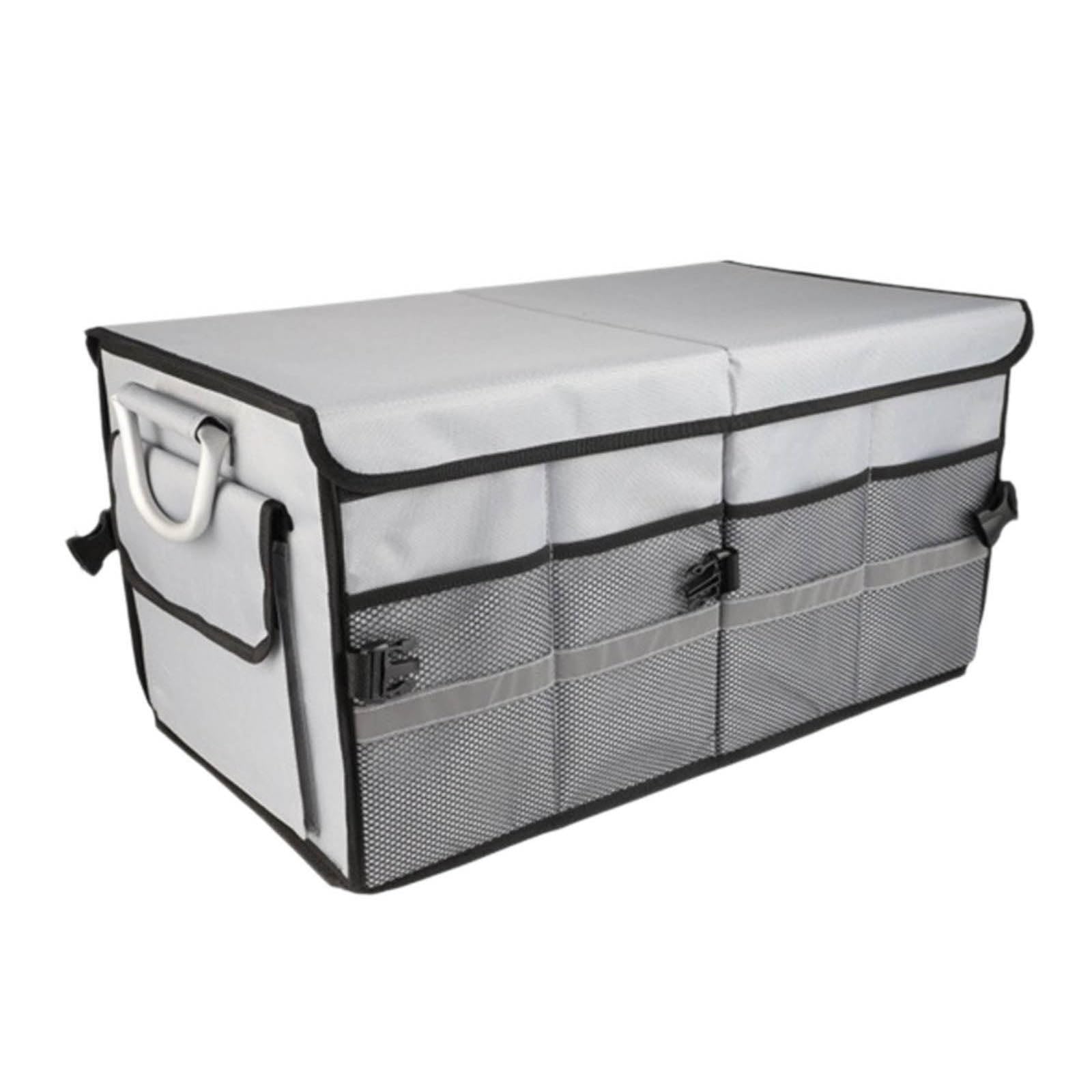 Organizer per Bagagliaio, Multi Scomparto Impermeabile Trunk Organizer Contenitore Pieghevole con Strisce Riflettenti Universali Accessori,Grey-55L Classic