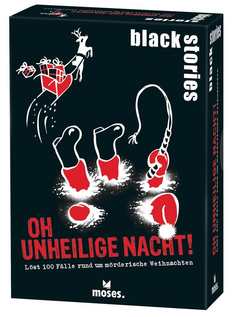 moses. Black Stories Oh, Unheilige Nacht! - 100 Cases Around Murderous Christmas, The Crime Card Game Two Game Variations, Puzzle Game for Teenagers and Adults