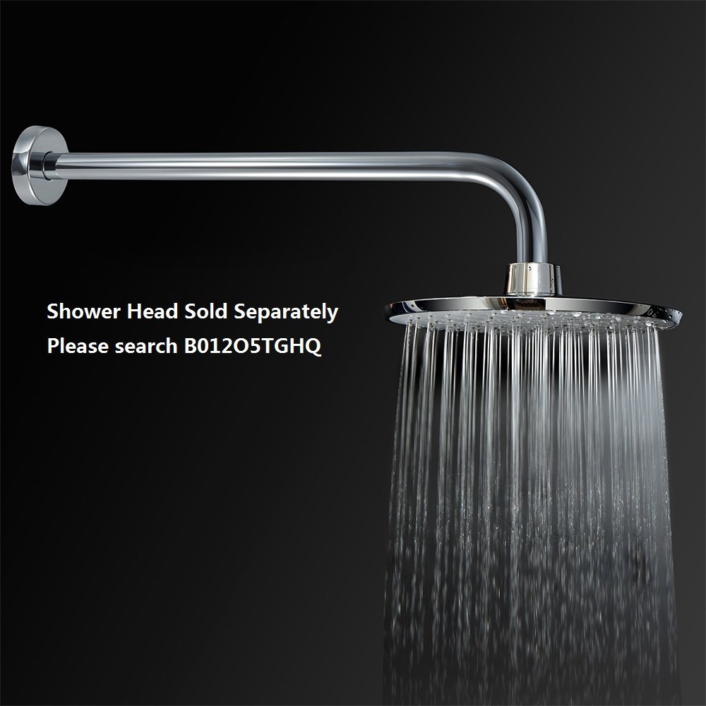 Purelux Brazo de ducha de repuesto extralargo de acero inoxidable de 16 pulgadas con brida, acabado cromado