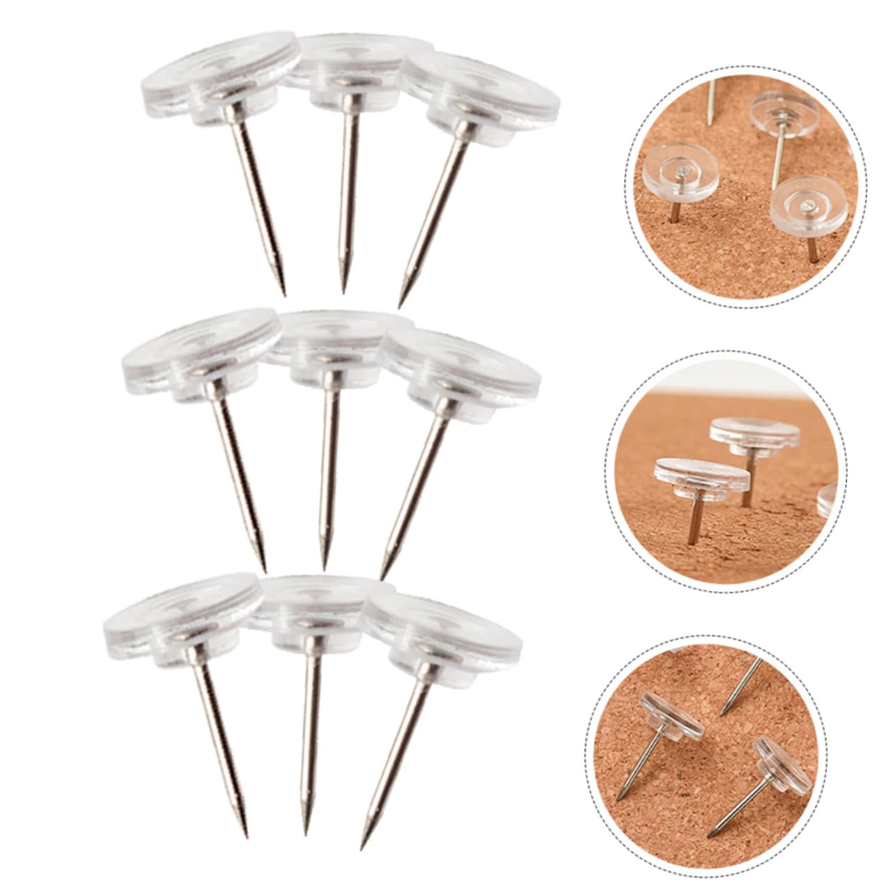 NUOBESTY 800stücke Transparente Pinnnadeln Runde Kork-pinnwand-reißnägel Klare Thumbtacks Für Memo-Boards Karten Und -projekte Für Zuhause Und Büro