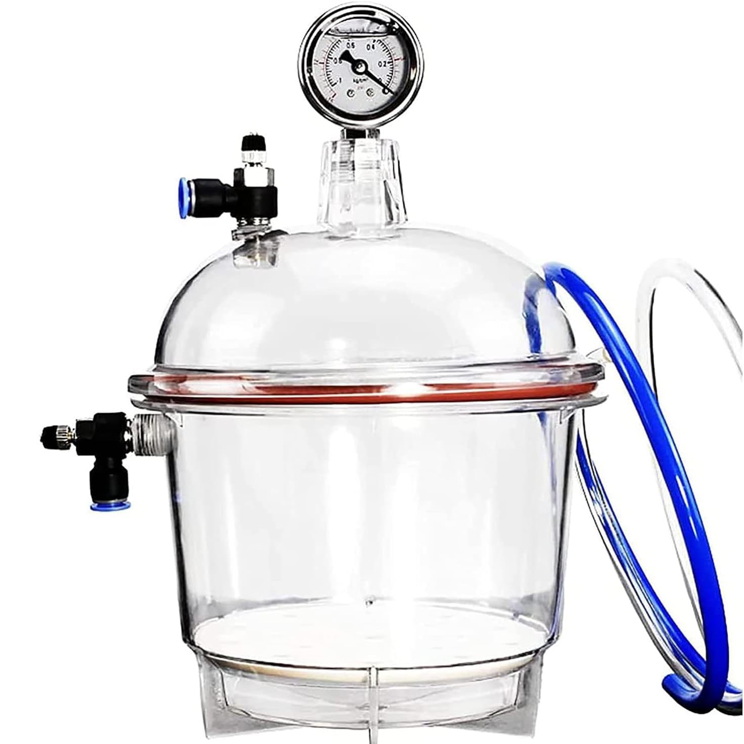 Tarro Secador De Vacío De Doble Válvula De 150 Mm, Desecador De Vacío De Laboratorio, con Manómetro, Temperatura Ambiente De Funcionamiento -25 ℃ -120 ℃, para Secado Y Almacenamiento Al Vacío