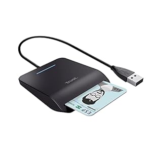 Trust Primo Lector DNI Electrónico USB, Lector de Tarjetas DNI para la Identificación Personal, Cumple con FIPS 201, FIPS TAA e ISO 7816 Clase A, B, C, Cable de 100 cm, Mac y Windows – Negro